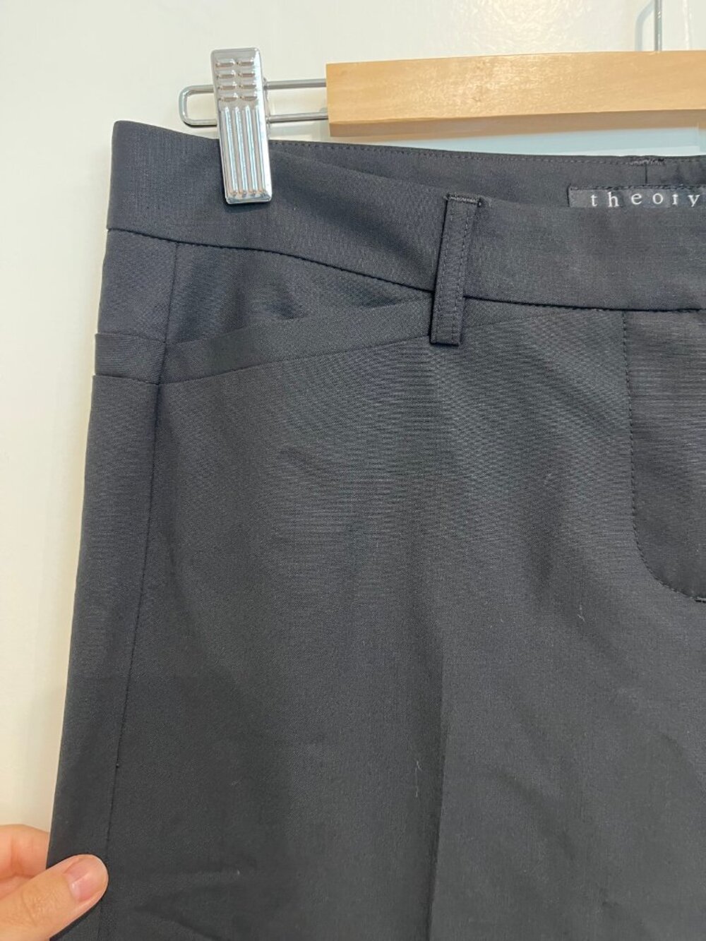 Theory Black Suit Set — Blazer & Wide-Leg Pants with Pockets — Size 6 - Picture 3 of 5